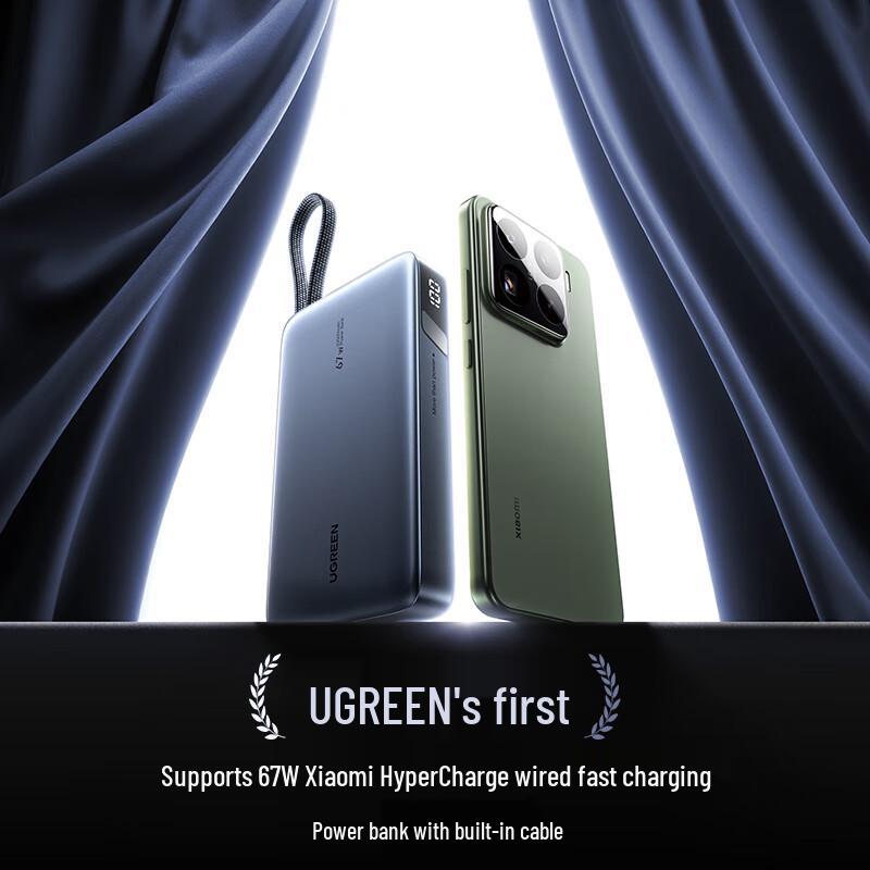 Ugreen 67W 20000mAh Power Bank with Built-in Cable