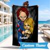 Custom Name Chucky and Tiffany Beach Towel Microfiber Beach Towel, Lightweight and Quick-Dry, for Summer Travel, Swimming Pool Gift