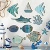 10Pcs/Set Fish Wall Decoration Coastal Style Wooden Fish Beach Theme Wall Art Fish Ornament for Walls Doors Bedrooms Living Rooms