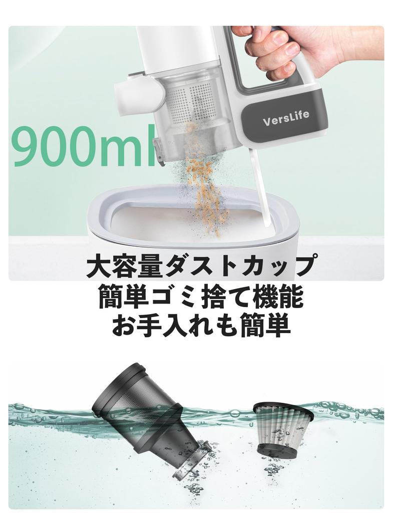 Беспроводной пылесос 38000 Па Новый дизайн Ультрациклон Беспроводной пылесос VersLife Пылесос Stick Cleaner Handy Cleaner Перезаряжаемый 2WAY Характеристики