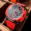 Red Watch Men Military Sport Silicone Strap Chronograph Quartz Wristwatch with Luminous Hands Date 3atm Waterproof Orange