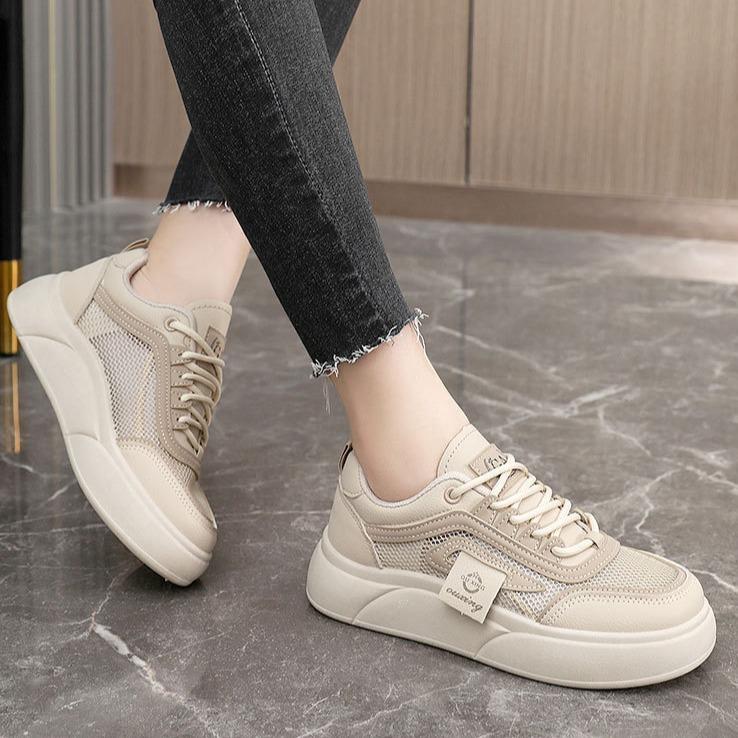 New Summer Small White Shoes Korean Style Female Student Thick-soled Casual Shoes Flying Mesh Breathable Sports Shoes