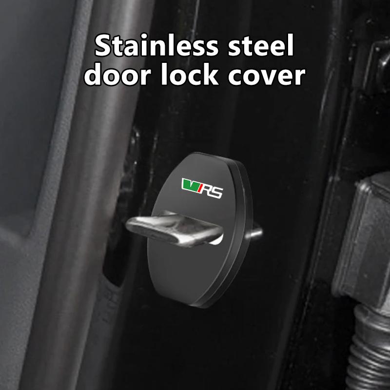 AAAJF1 4Pcs Zinc Alloy Car Door Lock Buckle Protective Covers For Skoda S Kodiaq Octavia 2 3 Yeti Karoq Rapid Fabia VII VRS