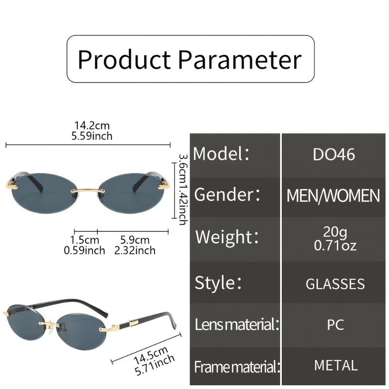 6PACK Women's and Men's Y2K Fashion Frameless Oval Sexy Fashion Trendy Glasses Suitable for Graduation Season Wedding Season