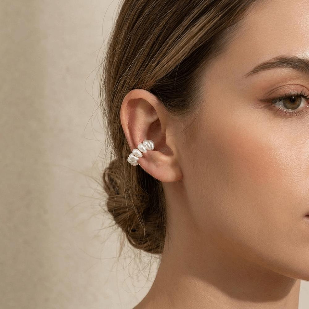 Golded C-shaped Ear Clip Imitation Pearl Gold Jewelry Elegant C Shape Ear Cuff  Jewelry