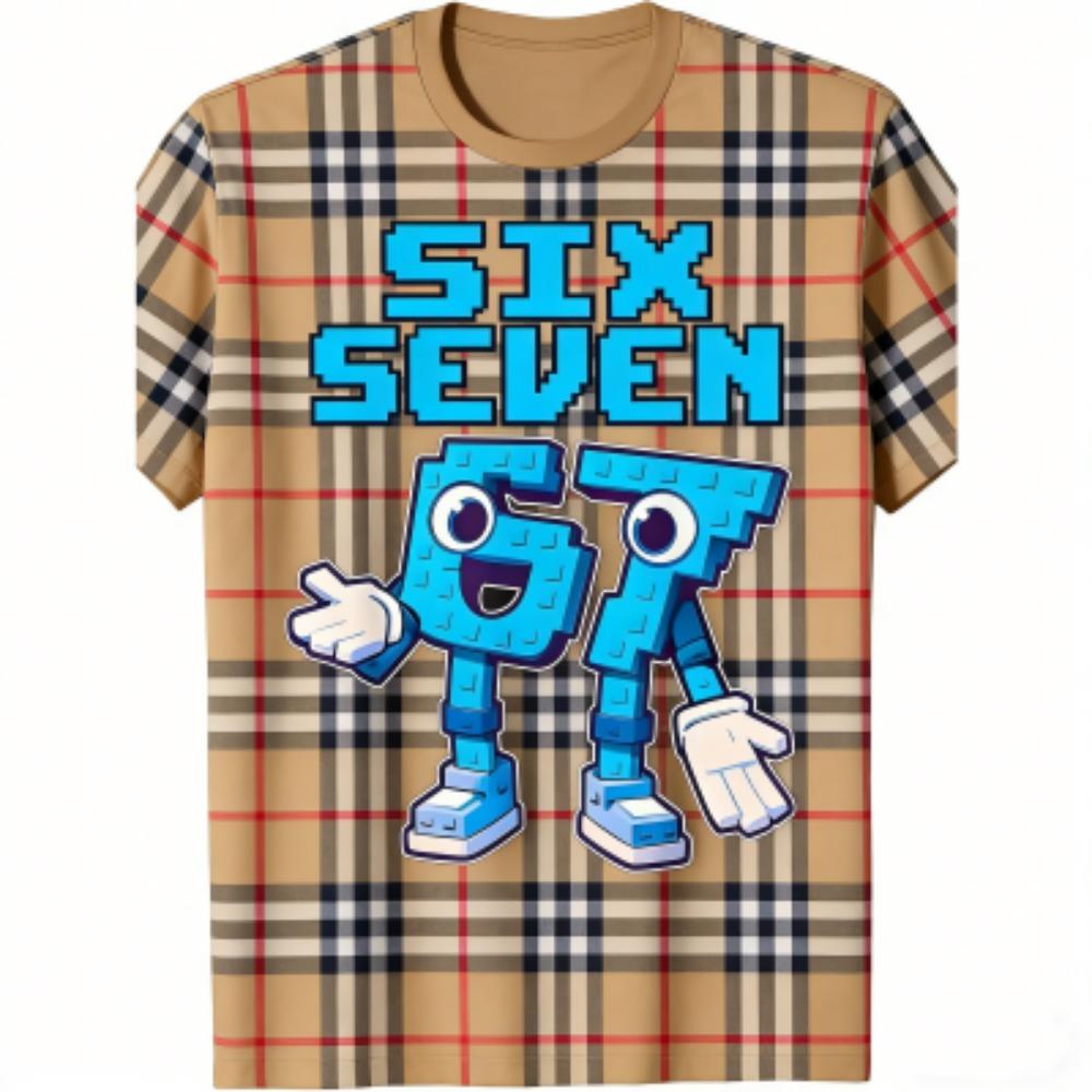 Fashion Kids T-Shirt 67 Six Seven Stripe Print Boy and Girl Tees Top Summer Short Sleeve O Neck Casual Outdoor Kids Clothing