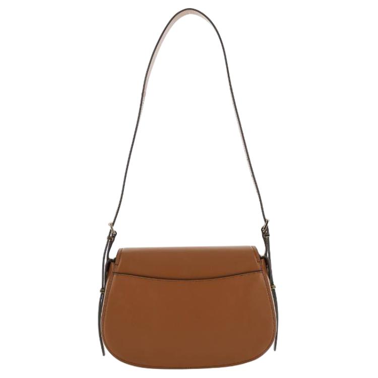 Michael Kors MK Lydia Metal Logo Adjustable Shoulder Strap Calfskin Shoulder Bag Women Shoulder Bag Brown 30R5GL0M2L-LUGGAGE