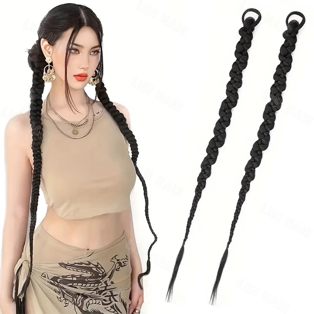 MISS WIG Synthetic Elastic Long Braided Ponytail Extensions Hair Extensions Elegant For Daily Use Hair Accessories