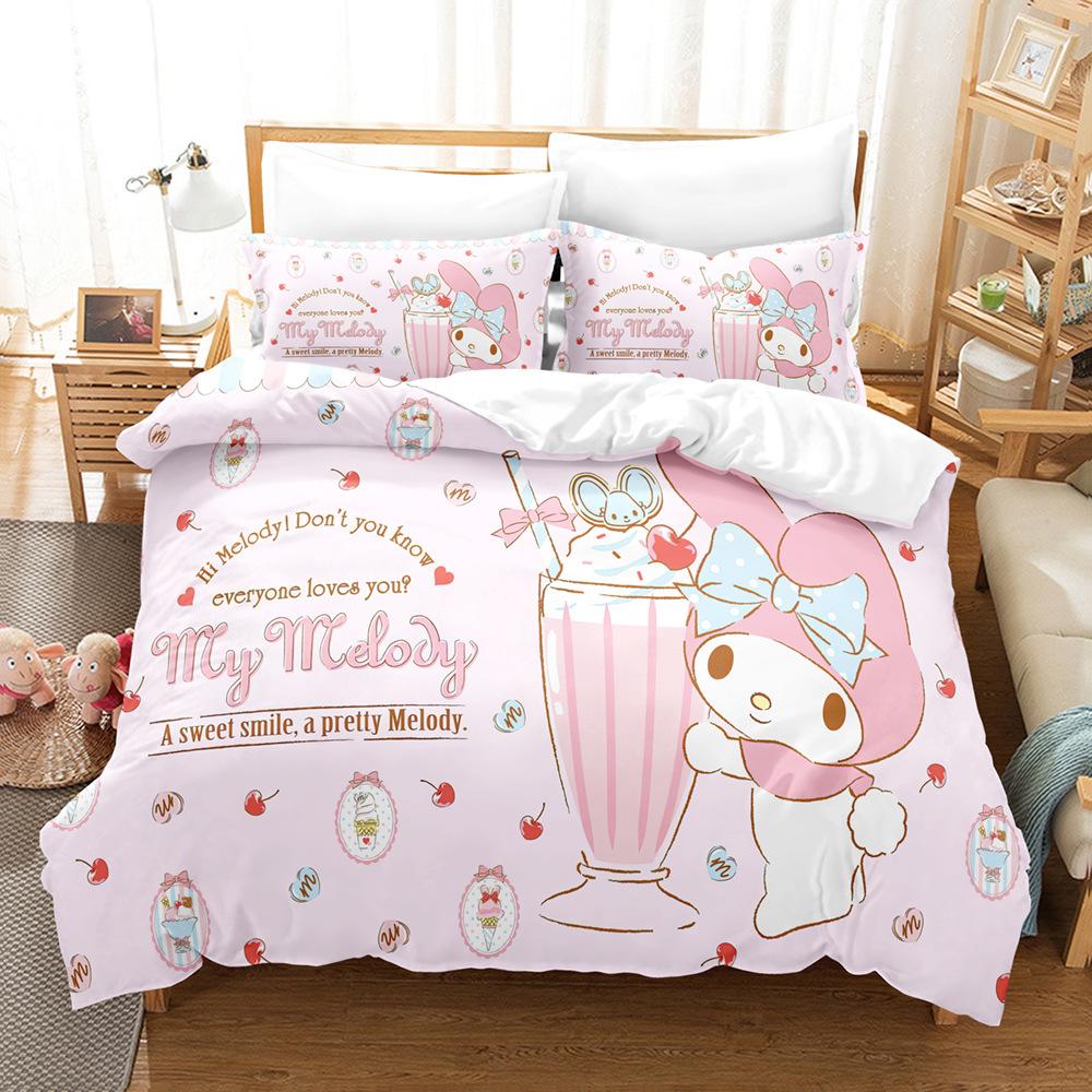 Мелодия Полированный Четырехпредметный Мультяшный Sanrio Осенне-Зимний Теплый Постельный Комплект Пододеяльник Наволочка Простынь
