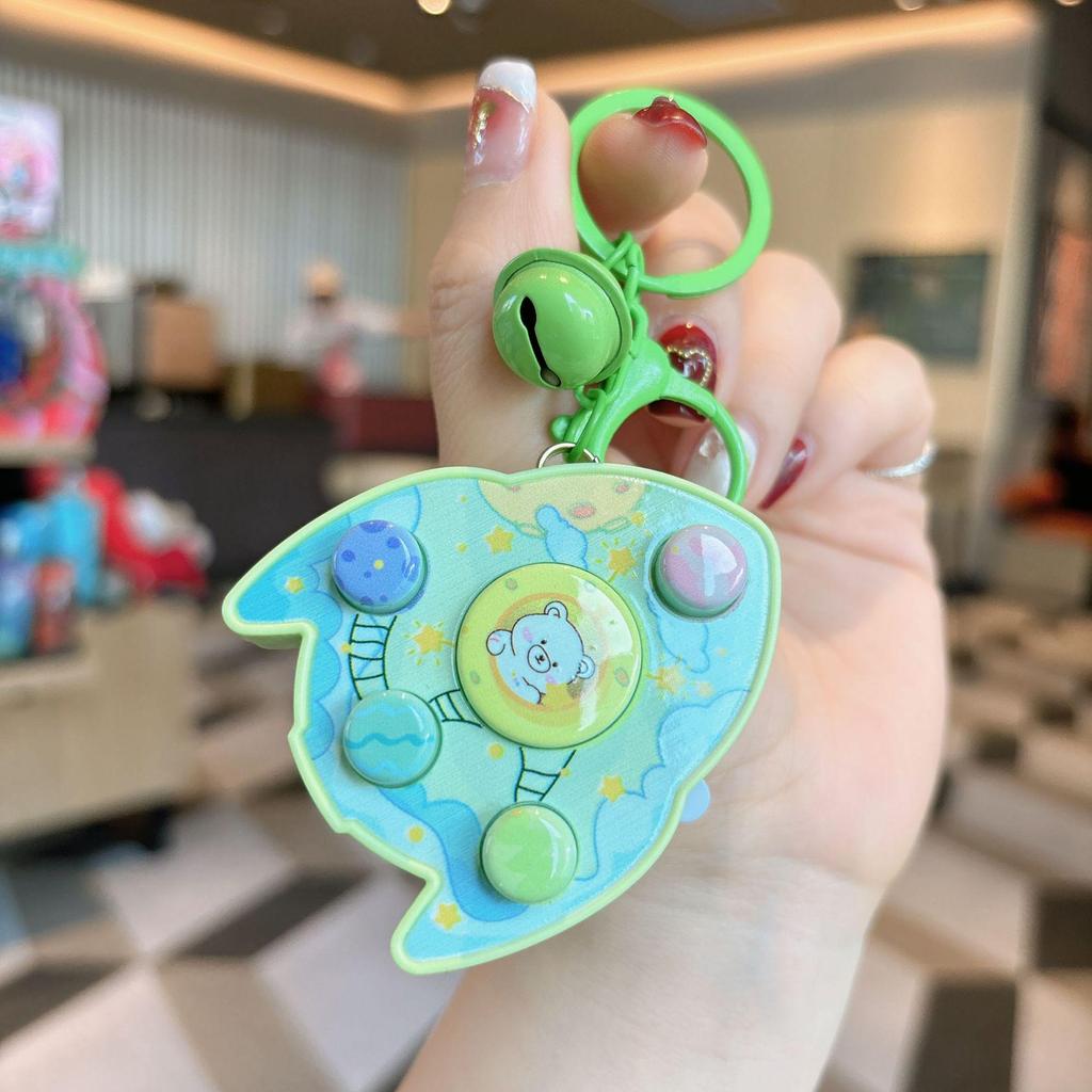 Creative Luminous Cartoon Rocket Game Console Keychain with Sound Effects & Claw Machine Decompression Pendant Gift