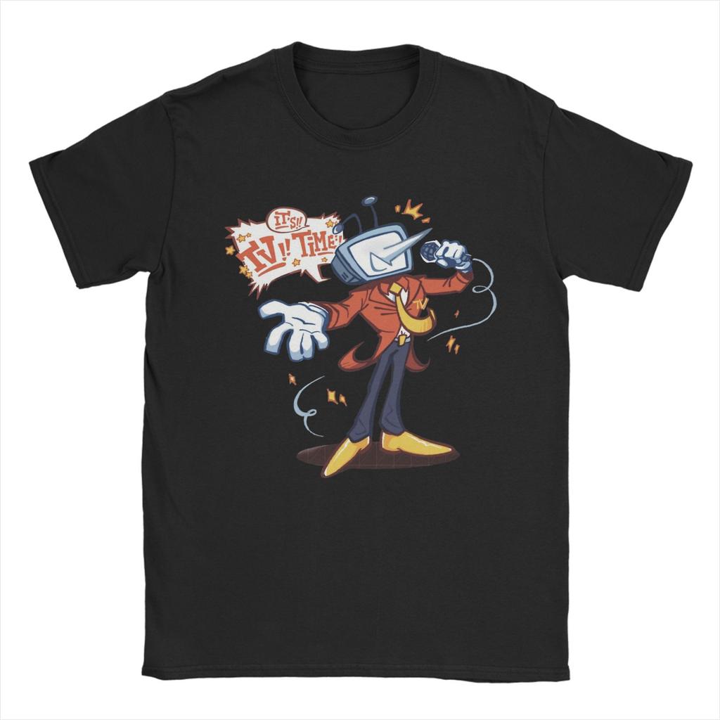 Deltarune Tenna TV Time Футболки для мужчин Юмор Футболки из чистого хлопка с круглым вырезом и коротким рукавом Летние топы