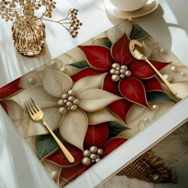 Рождественские и цветочные подставки под тарелки, Фермерский дом Зимнее Рождество | Рождественские праздничные украшения для дома, кухни, стола | Для дома и вечеринок