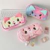 Cute Big Eyes Cat Animals Plush Pencil Cases Large Capacity Cosmetic Bags Portable Travel Storage Bag Student Stationery Gifts