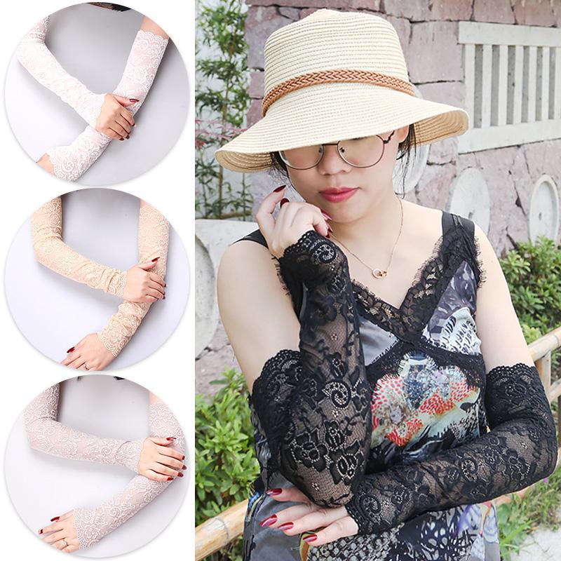 1 Pair Lace Gloves Anti-UV Summer Driving Gloves Cuff Sunscreen Long Arm Women Ladies Covered Scar