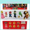 Six Piece Super Mario Bros Action Figure Toys Set Featuring Luigi Yoshi And Mushroom Collectibles For Kids