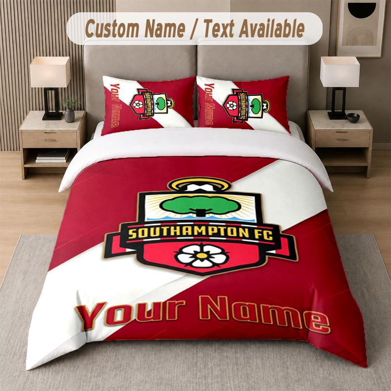 Custom Bedding Set Southampton FC Pattern, Print Name Text 1 Duvet Cover plus 2 Pillowcases Home Textile
