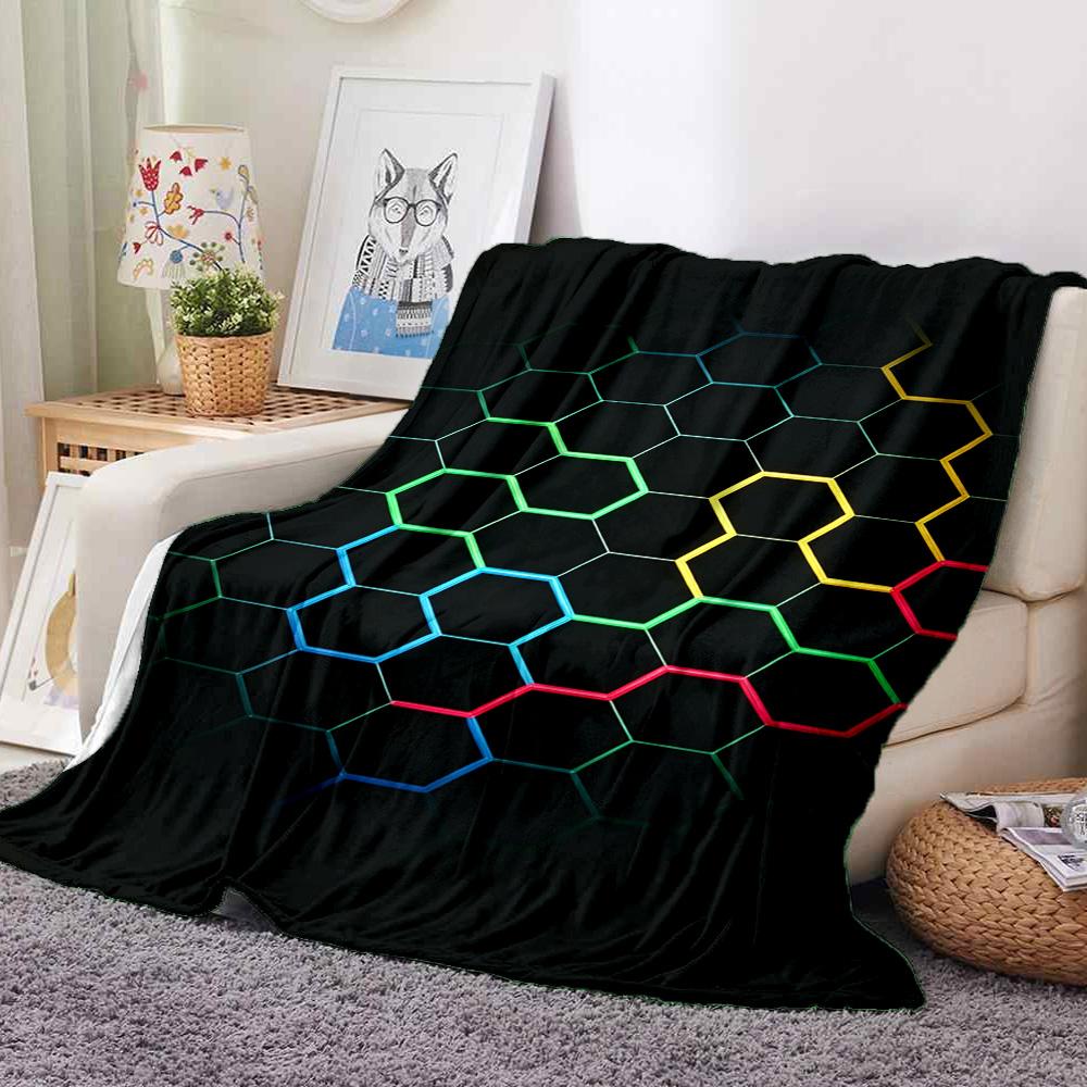 Hexagon Flannel Blanket Throw Blanket Soft Warm Sofa Bed Camping home Decor Unique Christmas Gift C9261533