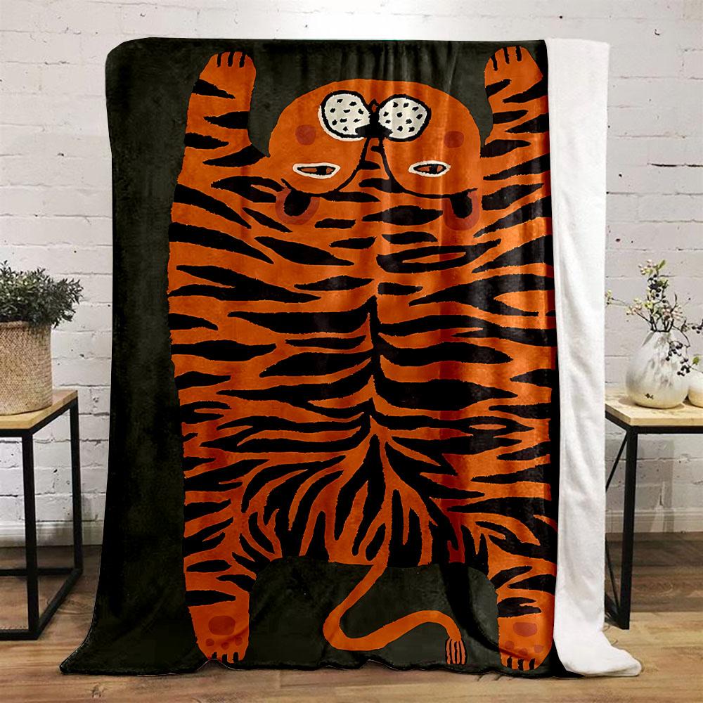 Playful Tiger Pattern Blanket Design Patterned flannel blanket perfect for the bedroom living room, sofa, or a little nap
