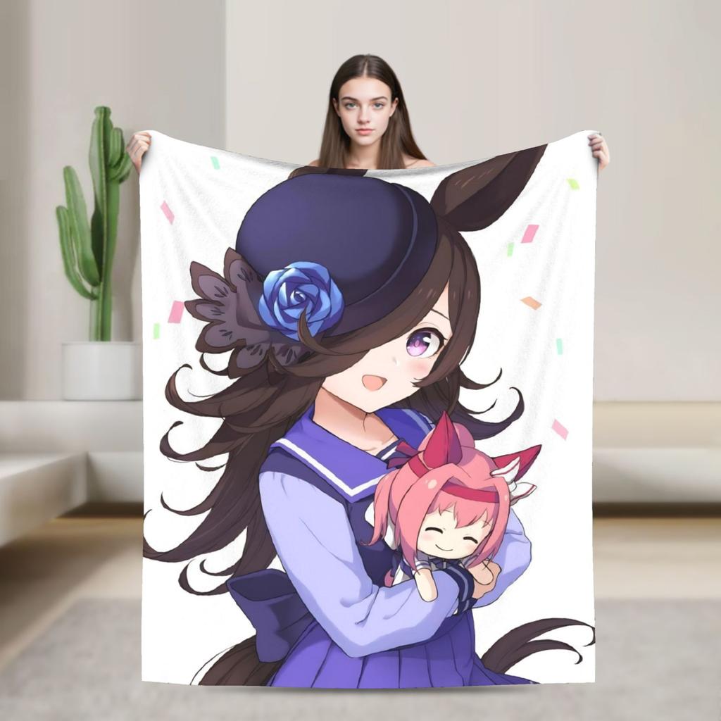 Umamusume Pretty Derby Mejiro Blanket Fleece Autumn/Winter  Portable Lightweight Throw Blanket for Bed Bedroom Rug Piece