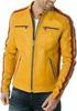 Genuine Lambskin Leather Motorcycle Biker Handmade Casual Yellow Men's Jacket