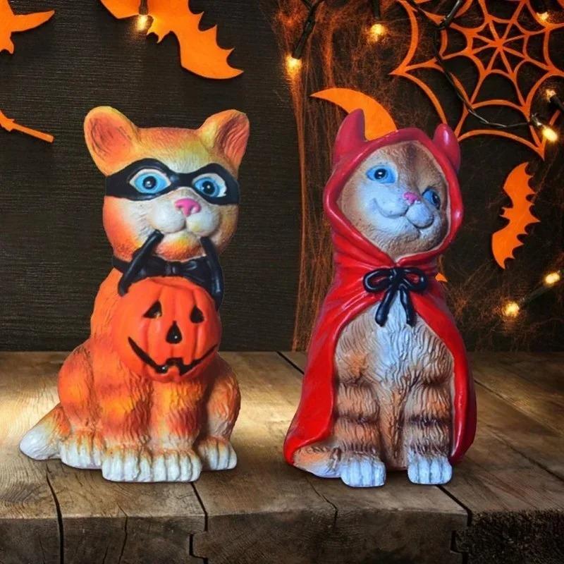 Статуя кошки на Хэллоуин, украшения для дома, статуя кошки на Хэллоуин, поделки из смолы, забавный стол, рождественский орнамент на Хэллоуин, украшение, ремесло