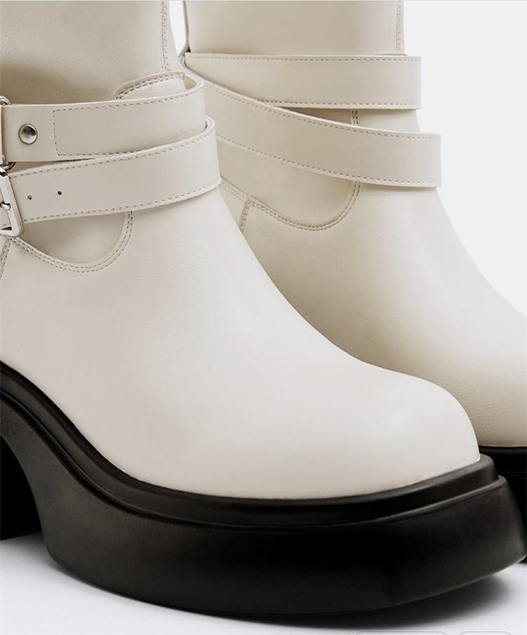 Модные модные ботинки из мягкой кожи на платформе, толстые ботильоны на толстом каблуке, эластичные женские ботинки до середины голени 2024 года, Botas Mujer