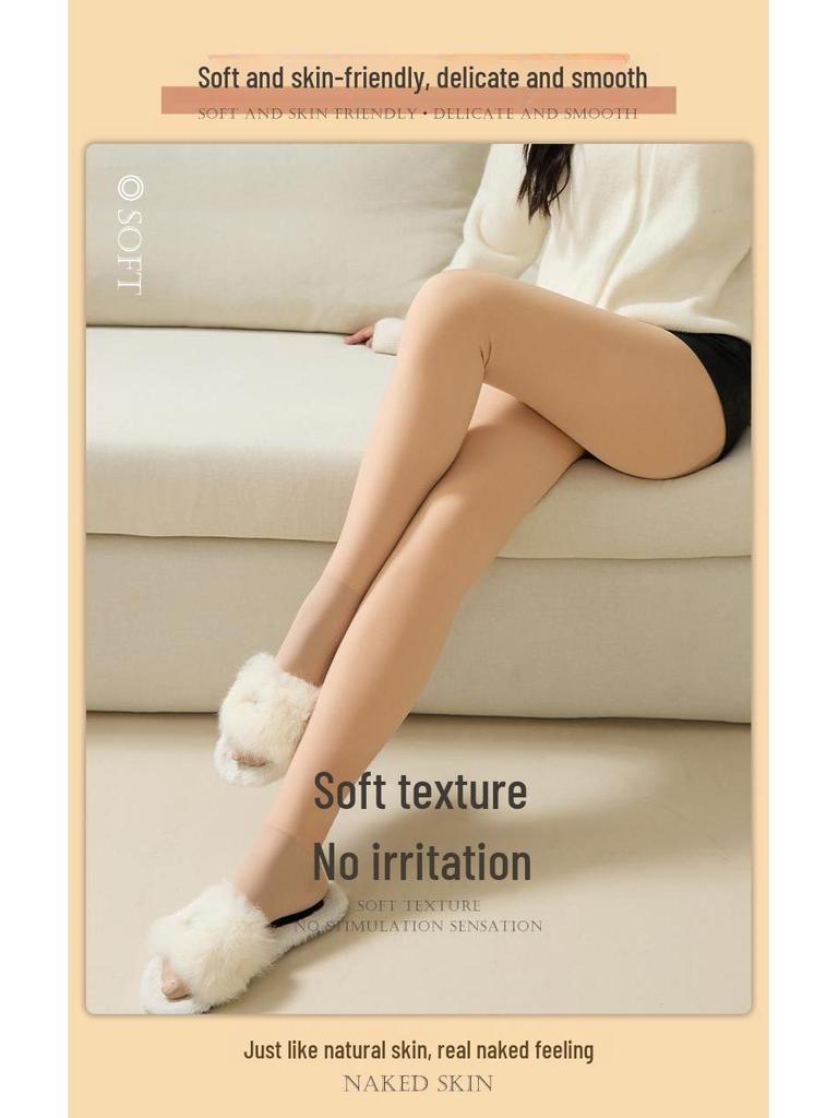 Колготки Flower Fairy Warm Nude Plus Velvet Open Crotch - Леггинсы большого размера для осени и зимы