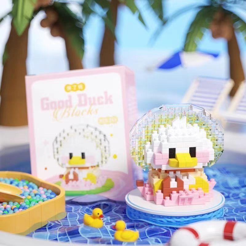 Милые утки серии животных микро-блоки дрели собирать вентиляторы развивающие игрушки для детей