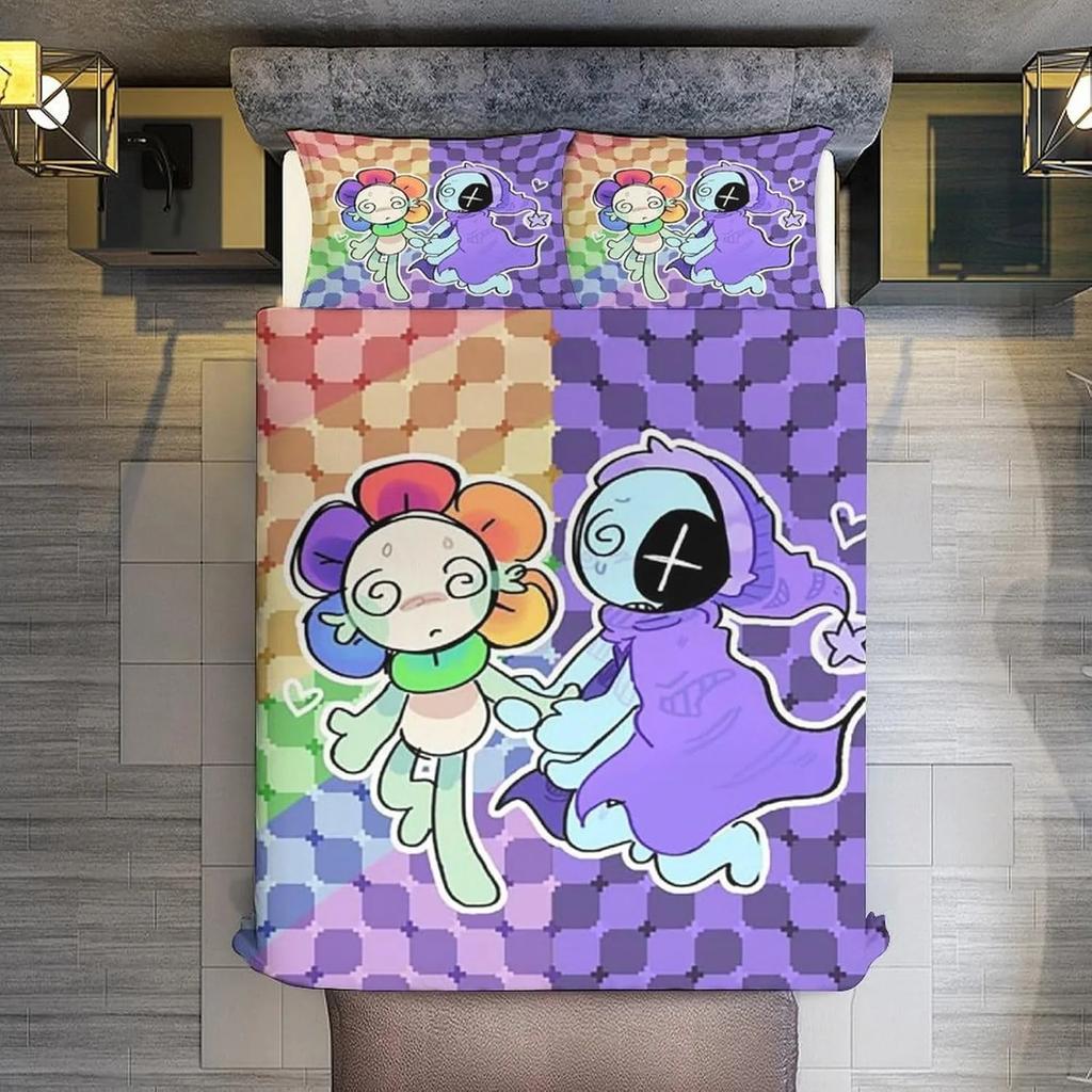 Игровой D-Dandy's World Постельный комплект Комплект пододеяльника с 3D-печатью с наволочками Подарок на день рождения для мальчика, подростка, ребенка Мягкое милое постельное белье