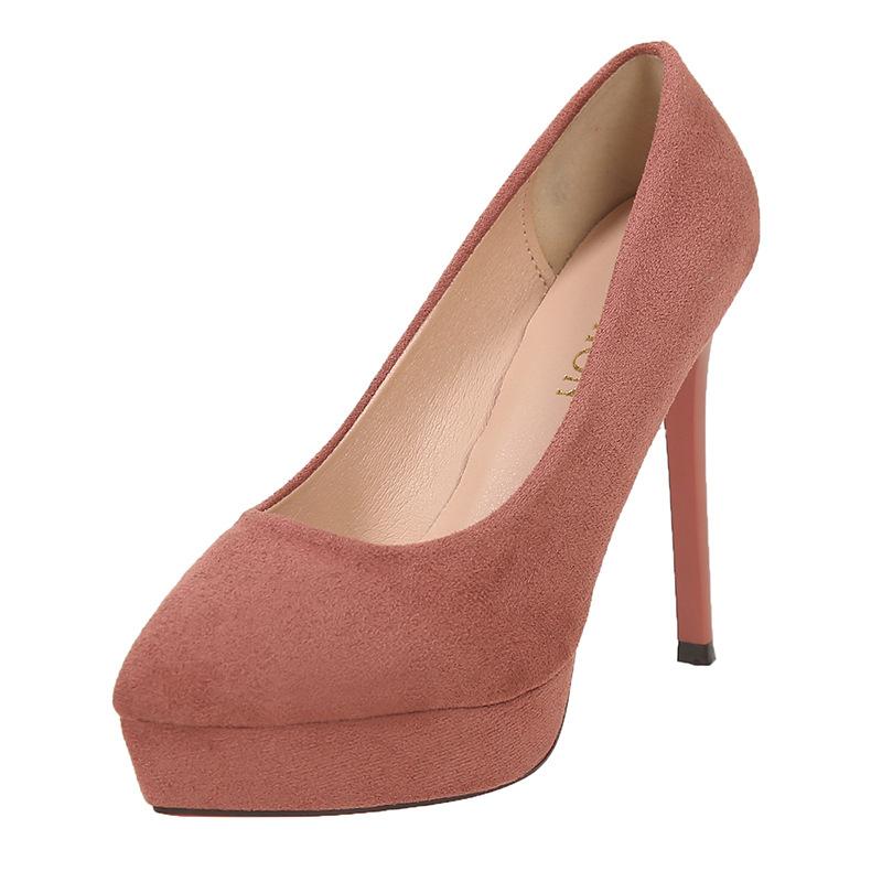 Потрясающие туфли-лодочки на высоком каблуке цвета красной фасолевой пасты, женская обувь, весенняя новинка, большой размер, европейский и американский стиль, однотонные, водонепроницаемые туфли на платформе и шпильке