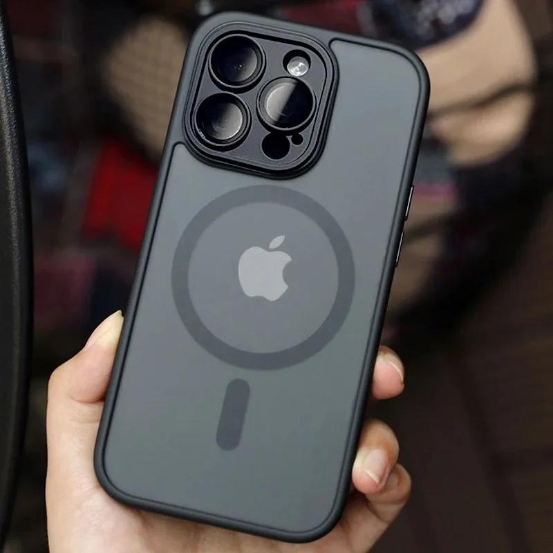Тонкий прозрачный чехол Magsafe для iPhone 15 16 Pro Max 13 12 11 14 Plus Чехлы Магнитная беспроводная зарядка Полупрозрачная противоударная крышка