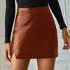 Women High Waist Zipper Pu Package Hip Skirt