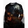 3D Printed Halloween Theme Long Sleeve T-shirts Men's Fashion Tops Casual Party Clothing