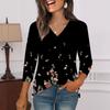 3/4 Sleeve Shirts For Women  Print Graphic Tees Blouses Casual Plus Size Basic Tops Pullover