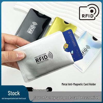 В наличии серебристый держатель для RFID-карт: Антисканирование, Антидемагнетизация, Защита от кражи NFC Банковский ID Алюминиевый экран