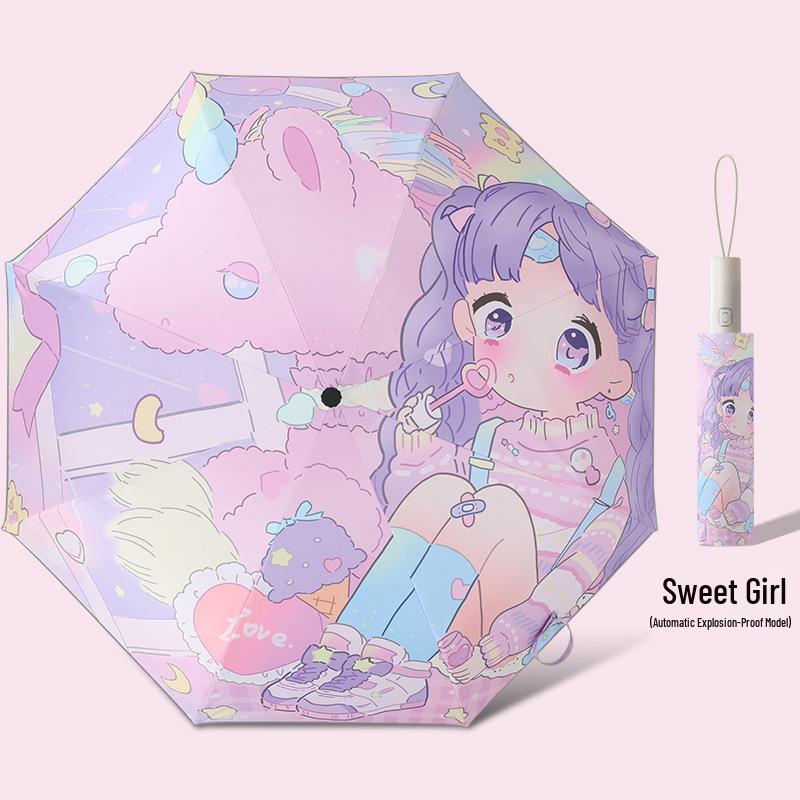 Children's Cartoon Fully Automatic Safety Umbrella: Rain or Shine, Reflective, Foldable, Anti-Rebound Design