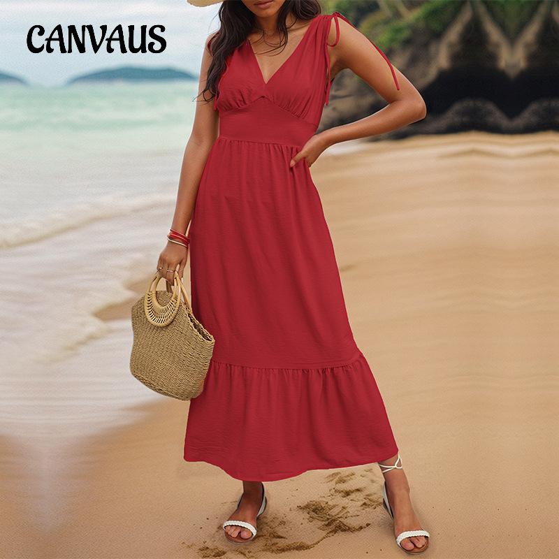 Летнее женское платье без рукавов. Элегантные женские длинные платья с открытой спиной в отпускном стиле.
