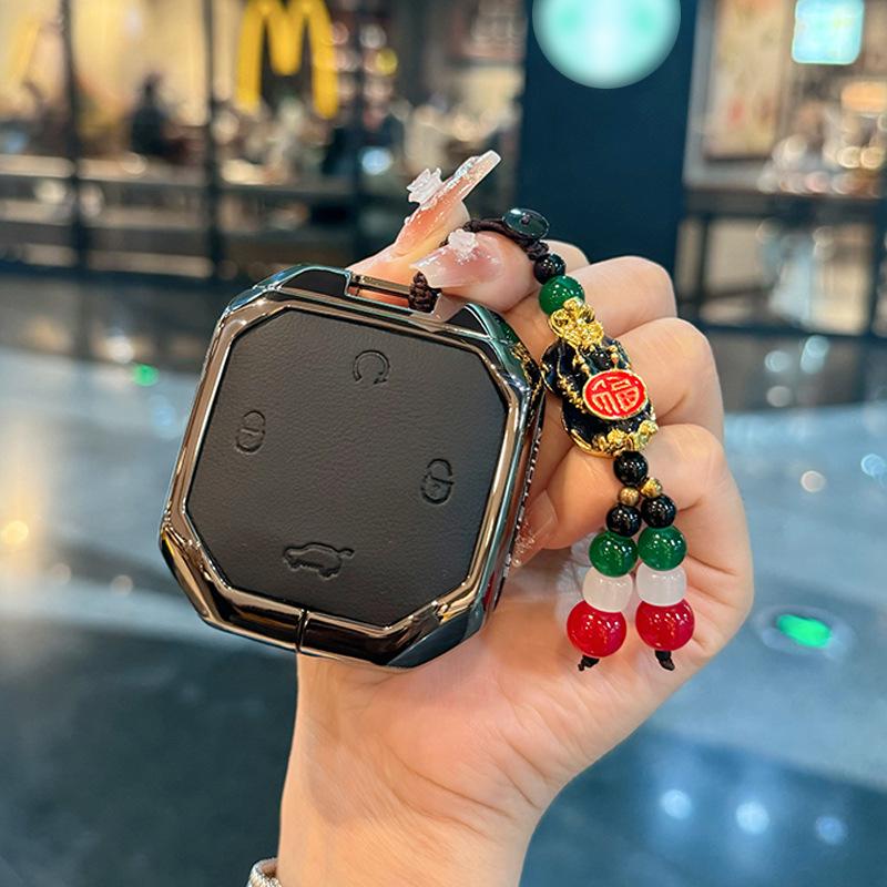 Кожаный чехол для ключа с металлическим зажимом для моделей Jetour Freedom 2024-2025