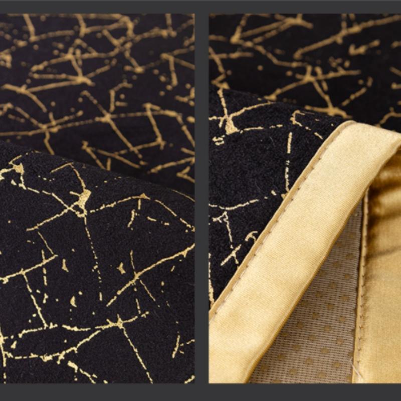 High-end Black Gold Leather Sofa Cushion Modern Non-slip Anti Cat Scratching Chair Pad Satin Edging Recliner Cover Towel Winter
