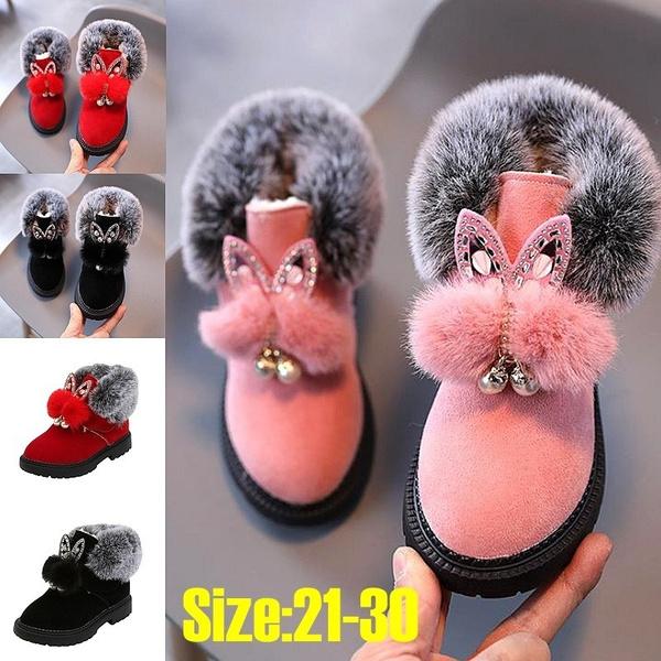 Winter New Children Snow Boots Flat Girls Princess Cotton Shoes Fashion Thick Short Boots Baby Boots