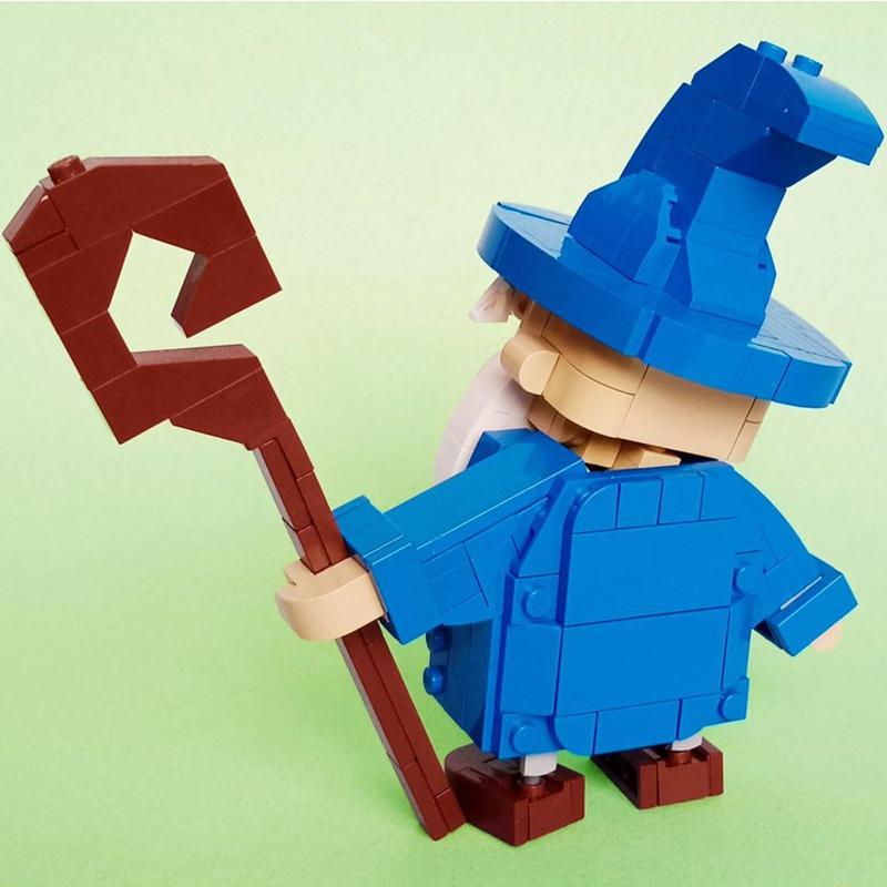 Buildmoc Cute Brickheadz Wizard with White Beard Staff Figures 261PCS Bricks Building Blocks Toys for Children Kids Gifts