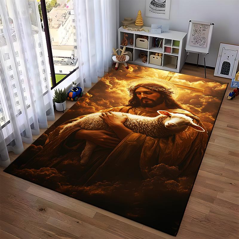 Heavenly Figure with Lamb Rug Non-slip rug suitable for living room and bedroom sofas.