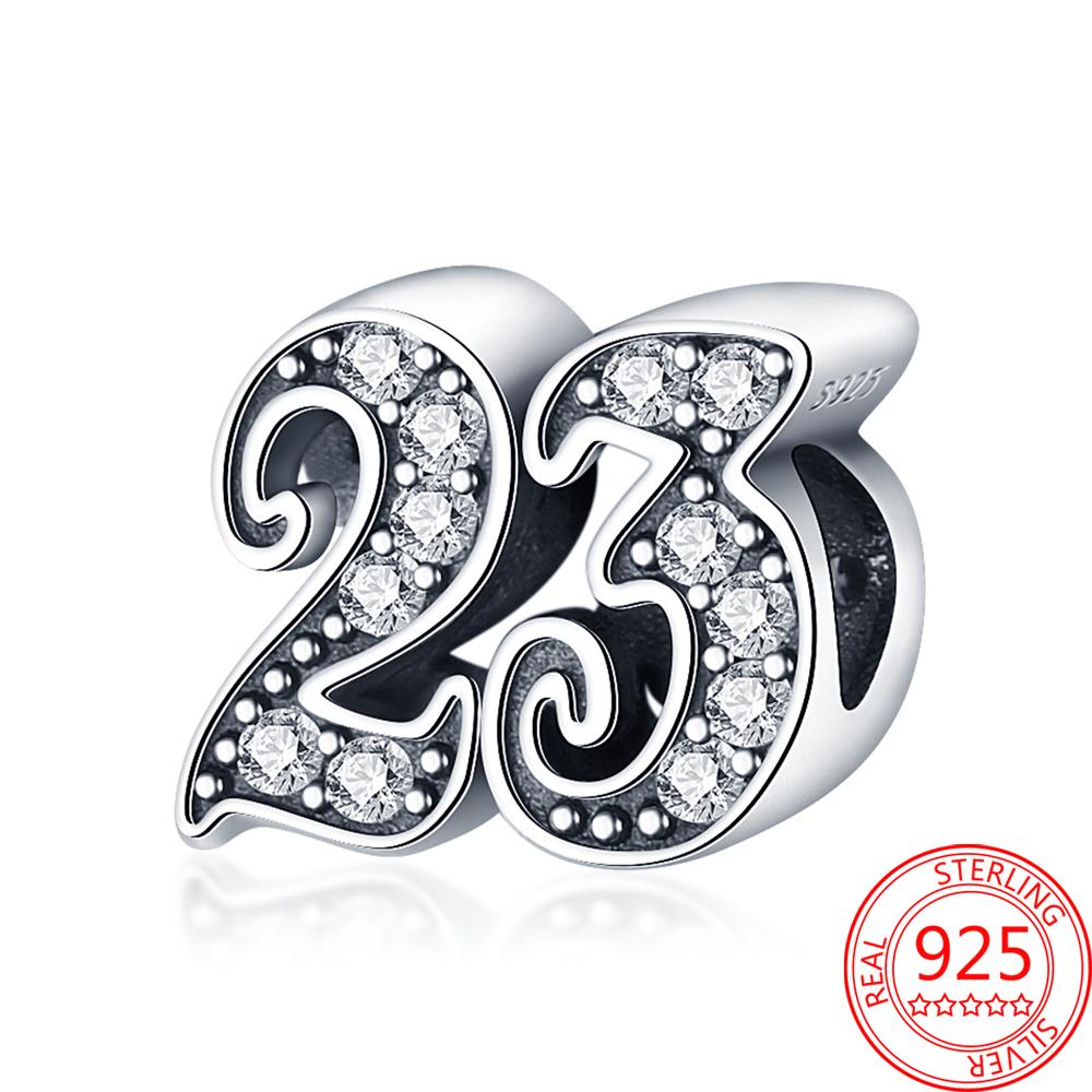 Изящные сверкающие подвески из стерлингового серебра 925 пробы с номером 23, подходящие для модных браслетов и ожерелий, женские ювелирные украшения своими руками, подаркиjavascript: недействительным(0)