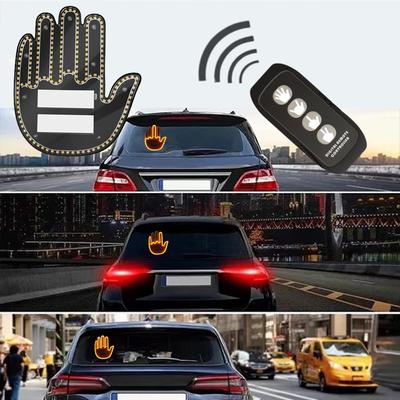 Светодиодный указательный палец для автомобиля с дистанционным управлением, светодиодный указательный палец для автомобиля с дистанционным управлением, забавный указательный палец для автомобиля на заднем стекле