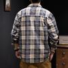 Мужская рубашка с лацканами в стиле ретро, осенняя, мужская универсальная клетчатая куртка с длинными рукавами