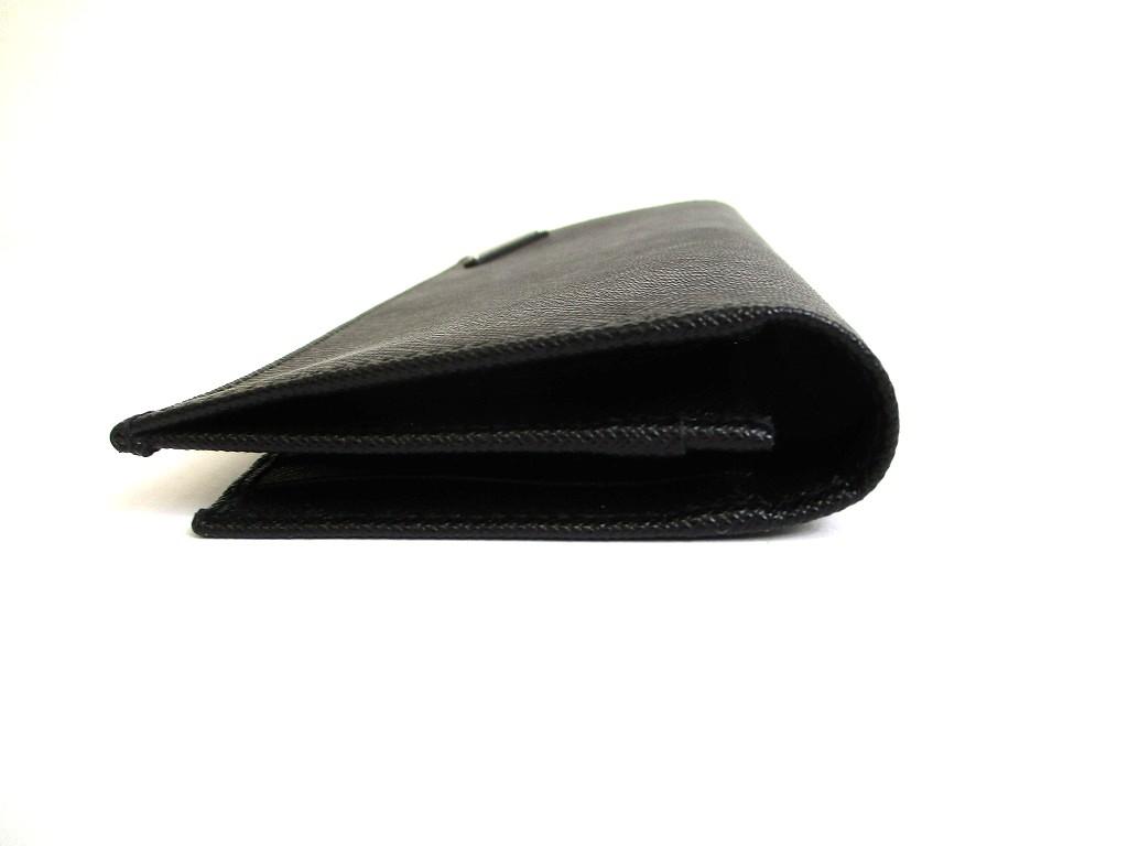 Authentic PRADA Saffiano Triangle Black Leather Bifold Long Flap Wallet #b088 Seller refurbished