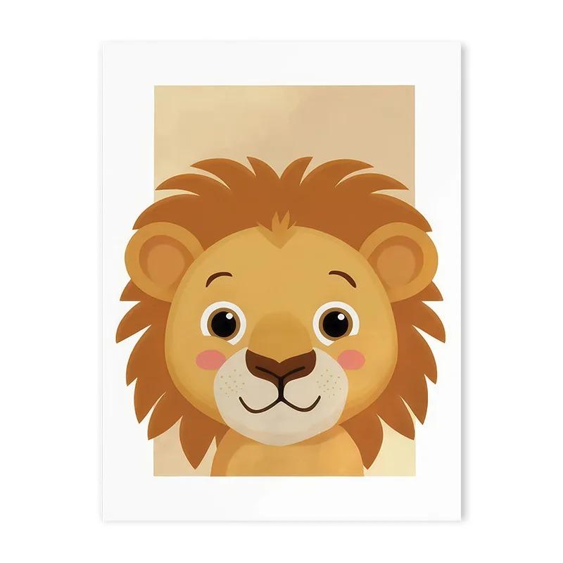 Cartoon Rainbow Elephant Lion Zebra Animal Posters Nursery Letter Wall Art Canvas Painting for Baby Bedroom Kids Room Decoration