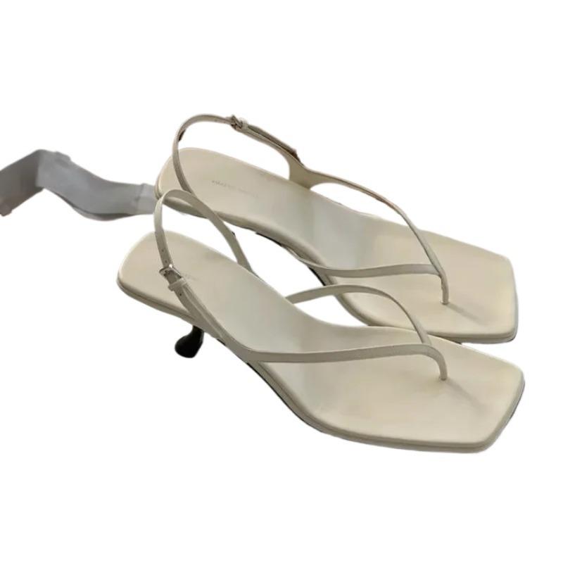 Retro Square Toe Clip Toe Sandals Kitten Heel Back Strap Brown Solid Concise French Style Sexy Fashion Women Shoes