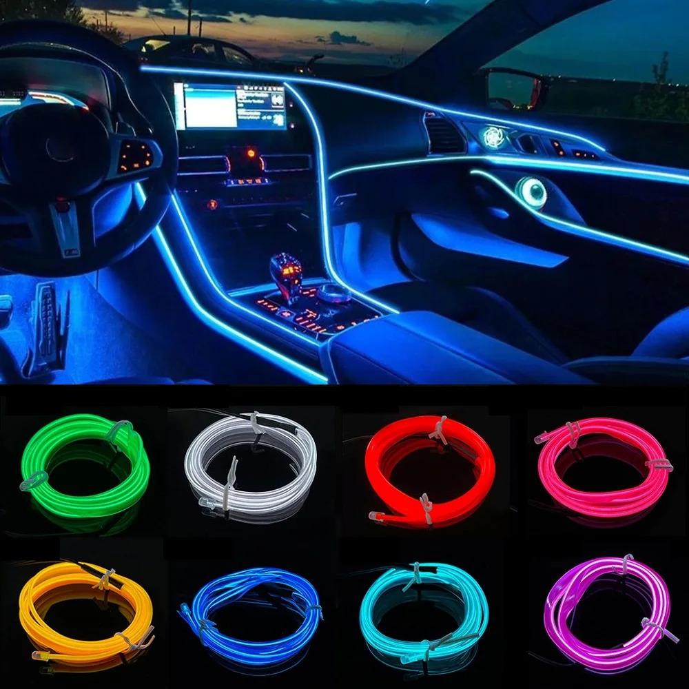 Car Interior Led Decorative Lamp 1M/2M/3M/4M/5M Wiring Neon Strip For Auto DIY Flexible Ambient Light USB Party Atmosphere Diode