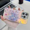 For iPhone 14 Pro Case Flower Pattern Electroplated Laser Texture Mobile Phone Cover
